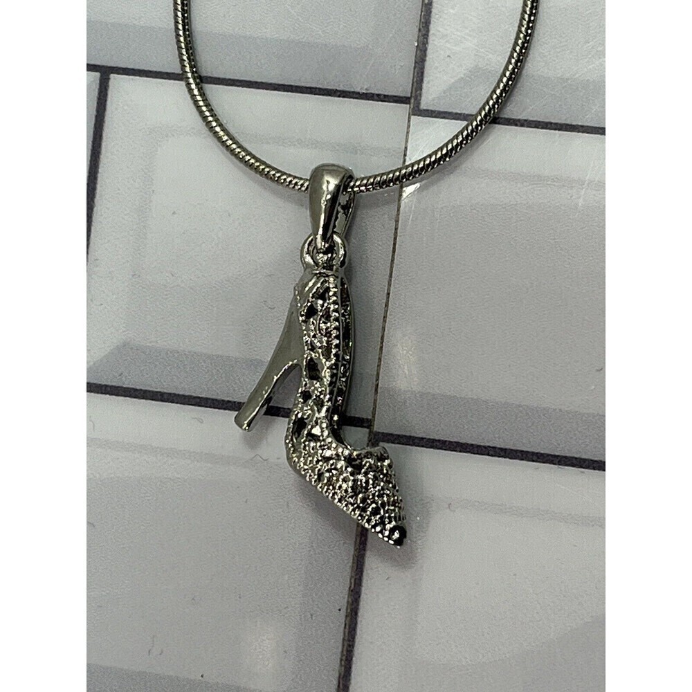 VTG BEST Stiletto Necklace Womens 18in Y2K Sterling Silver Plated Mob Wife Fairy